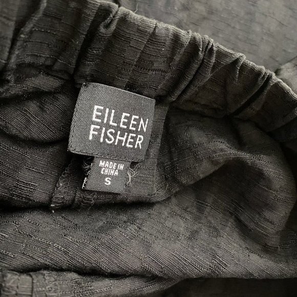 Eileen Fisher Pants Small Women’s Cropped Black High Rise Pull On Crinkle - Picture 4 of 4